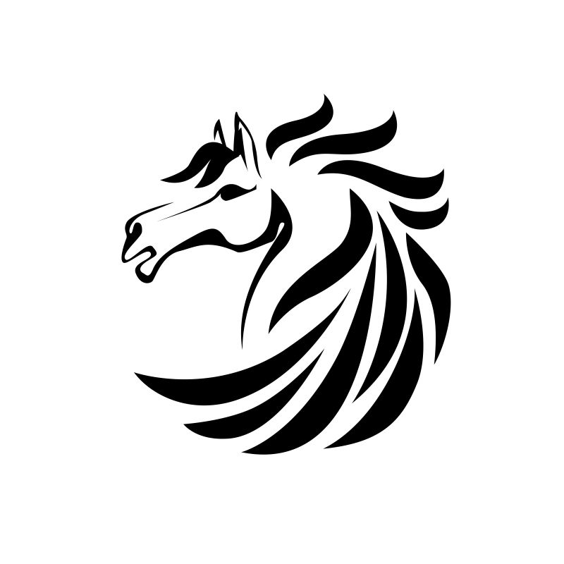 黑色长发白马矢量