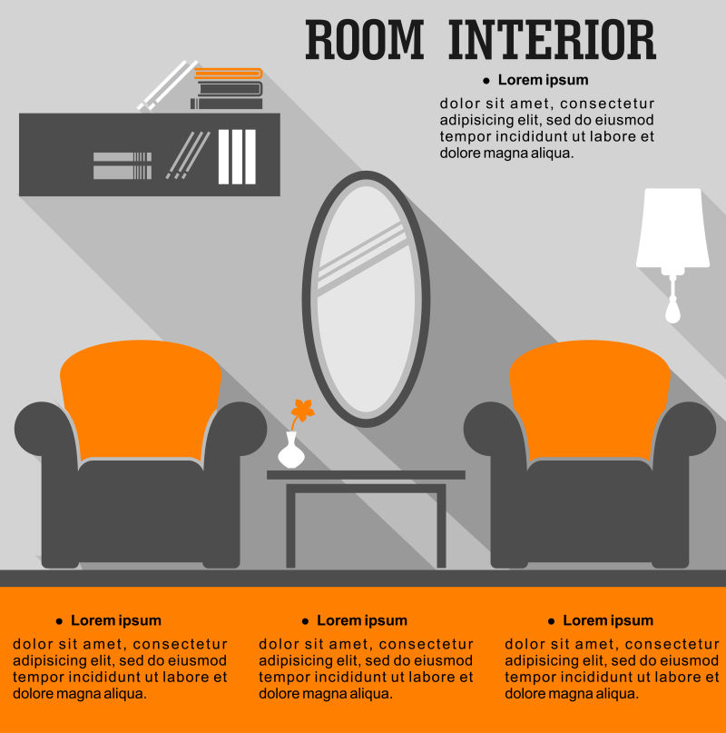 矢量平房式客厅内饰设计