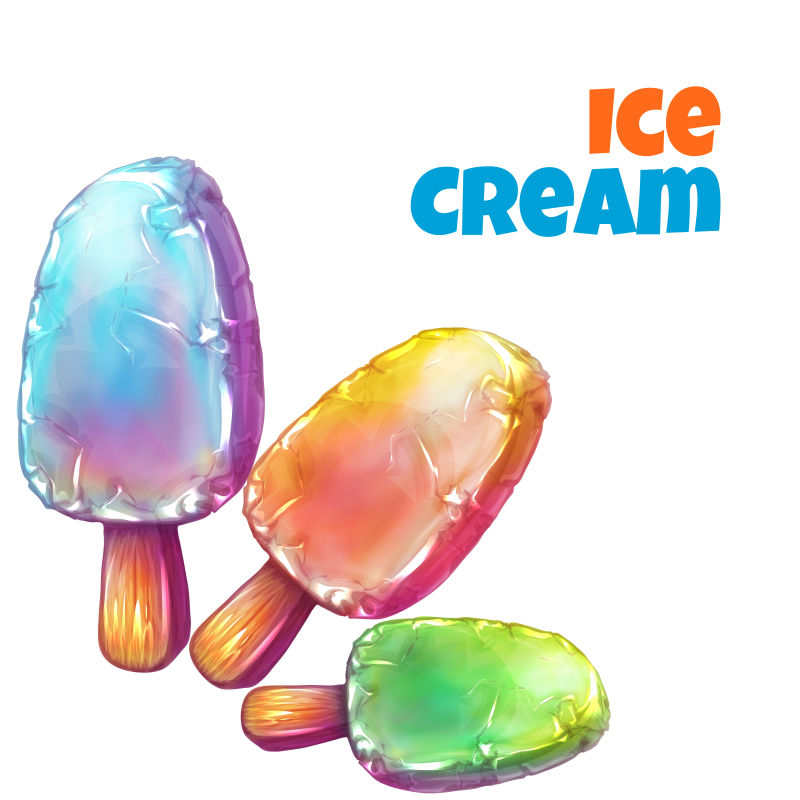 创意矢量现代水彩风格的冰淇淋插图