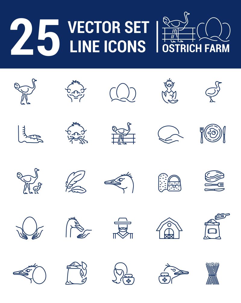 创意矢量农场相关线性图标设计