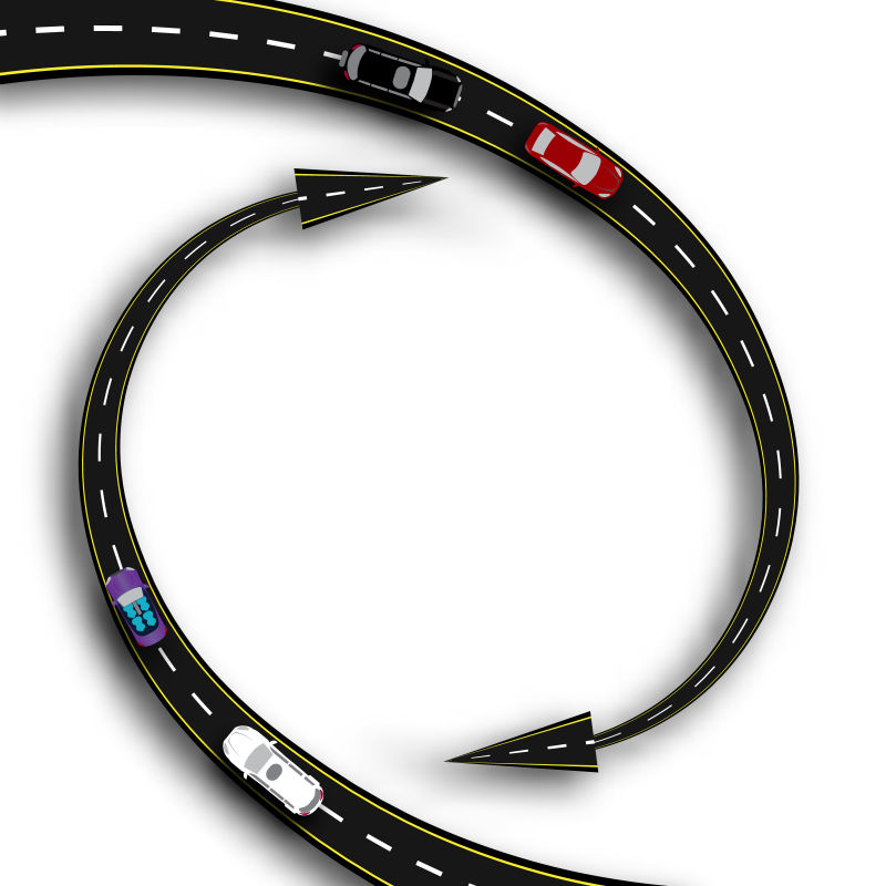 公路标线的三维立体信息图表设计矢量