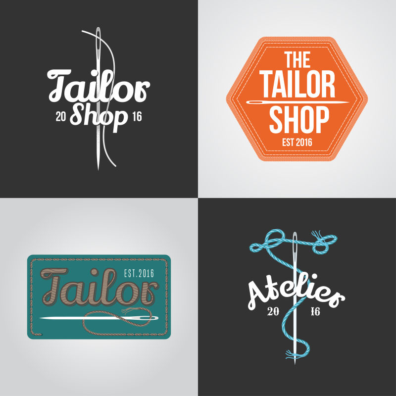 矢量黑灰色的裁缝和画室的创意logo设计
