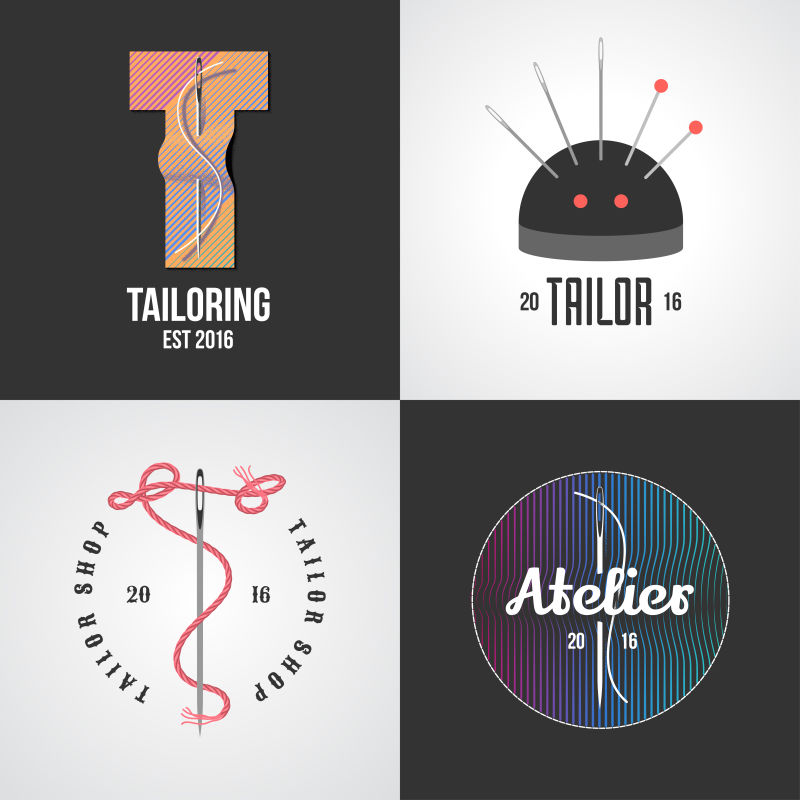 矢量裁缝店的创意针线设计logo