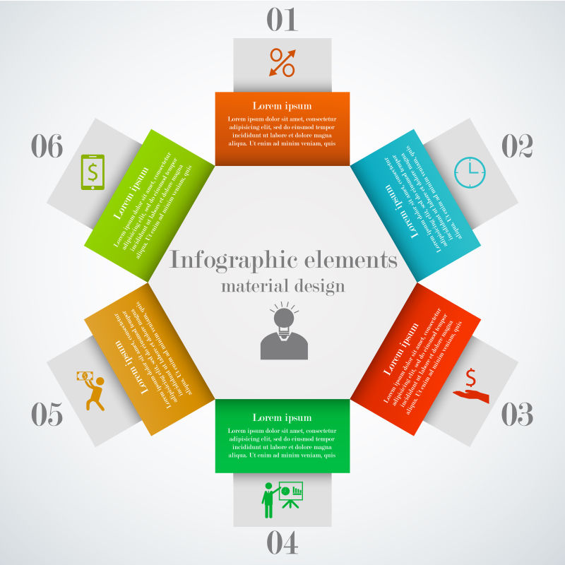创意矢量六角几何风的信息图表设计