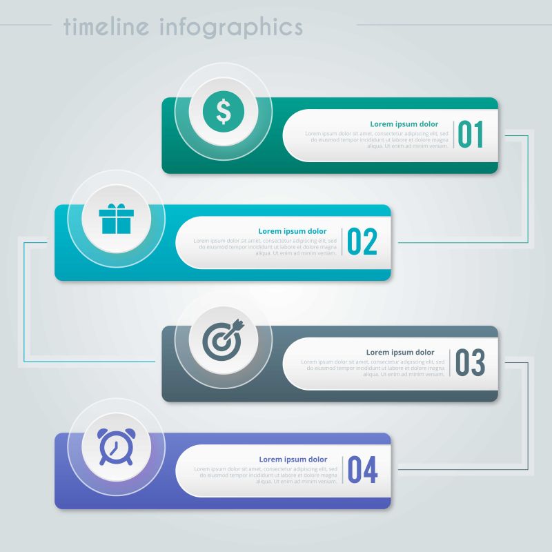 时间线信息图表集矢量