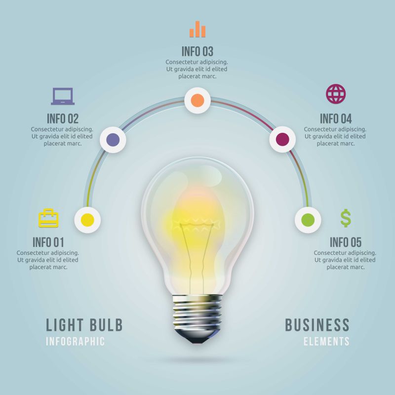 信息图表灯泡矢量