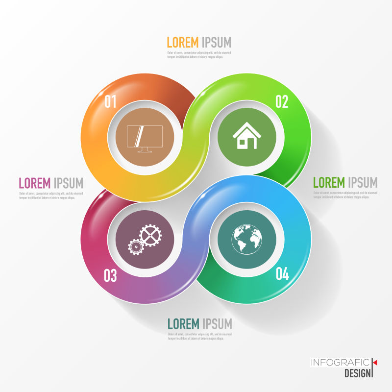 矢量具有4个选项部分步骤