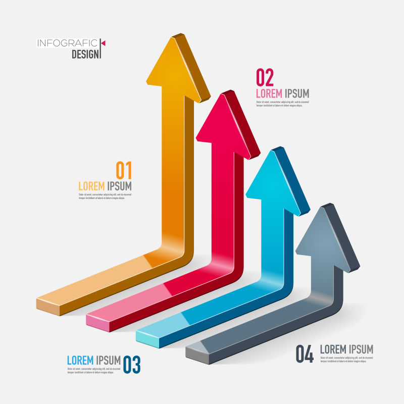 向上箭头信息图表和演示文稿矢量