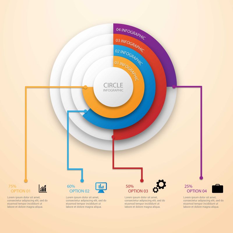 圆环循环信息图表矢量
