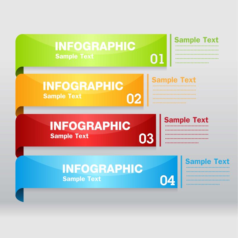 光泽标签信息图表矢量