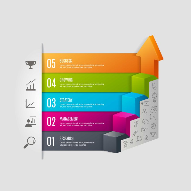 楼梯信息图表矢量