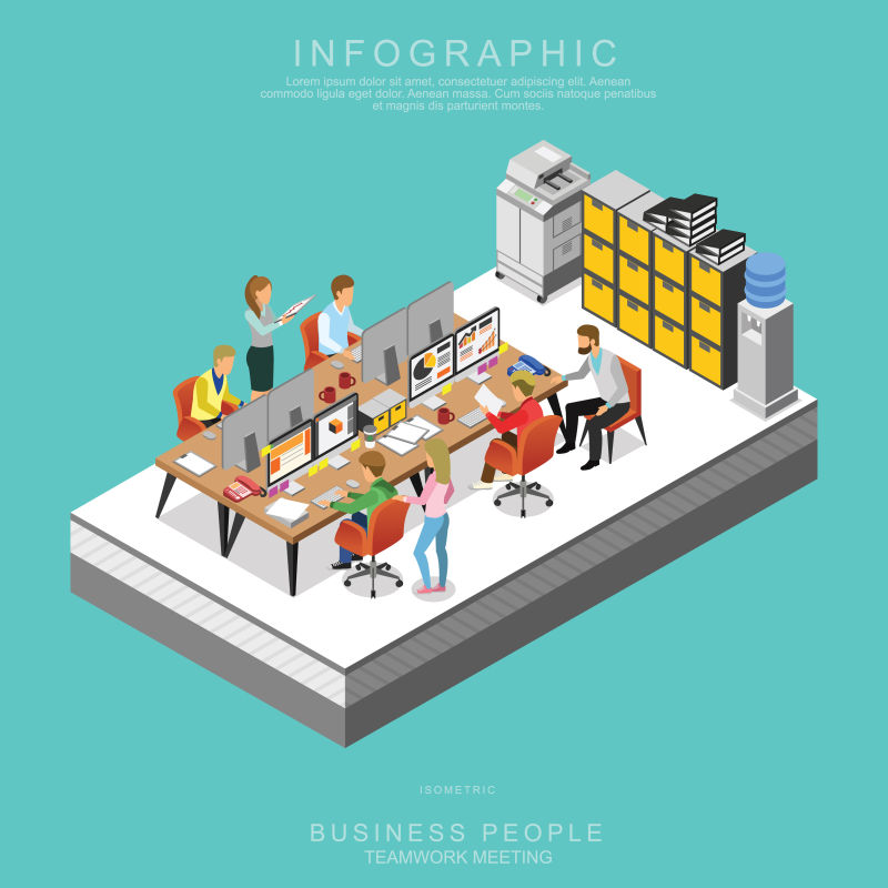 商务人员团队会议分享的平面设计矢量
