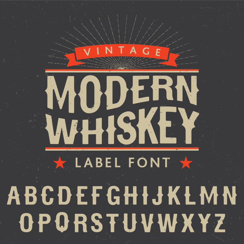 威士忌字母标签设计矢量元素