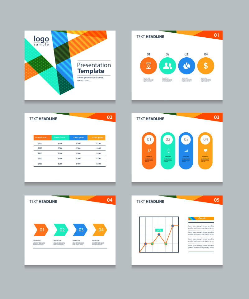 多边形演示信息元素平面设计集手册传单传单营销广告的矢量