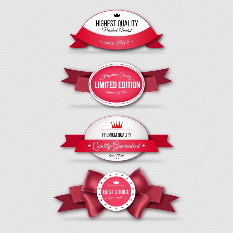 创意的红色缎带徽章矢量设计