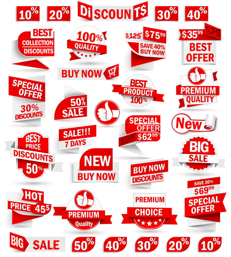 矢量创意销售标签贴纸设计