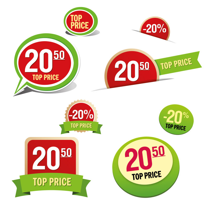 矢量多彩折扣标签贴纸设计图