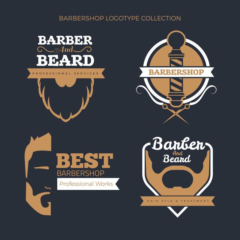 矢量复古风格理发标志设计