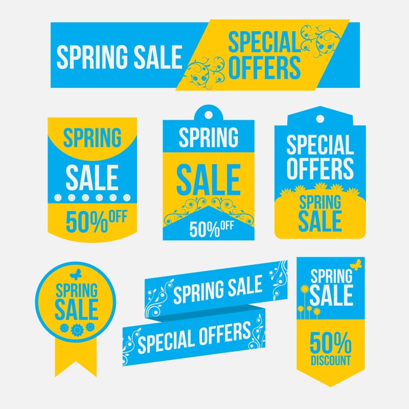 矢量的春季销售标签