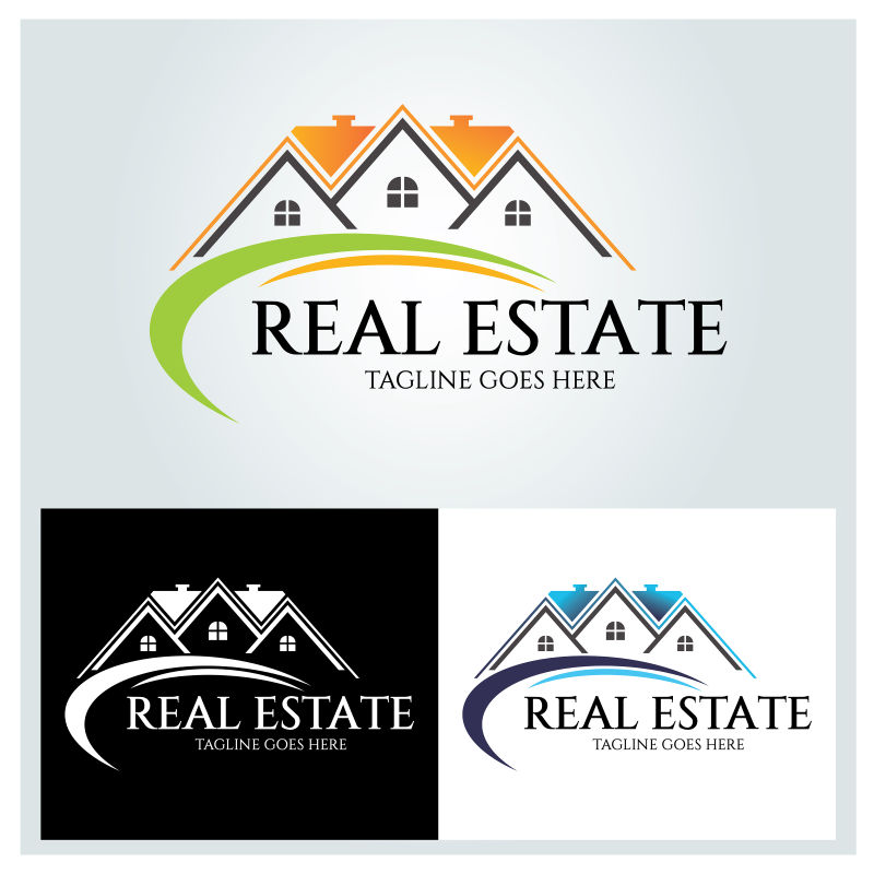 矢量屋顶房地产标志设计