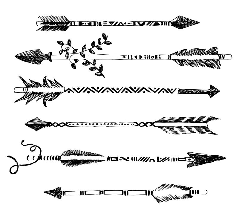 矢量的老式部落箭头插图