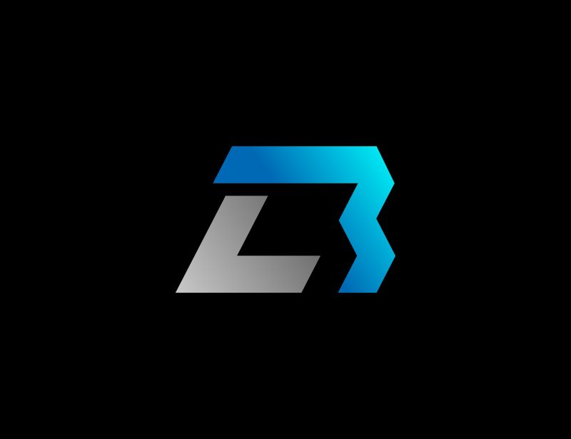 矢量蓝色和灰色字母B标志创意设计