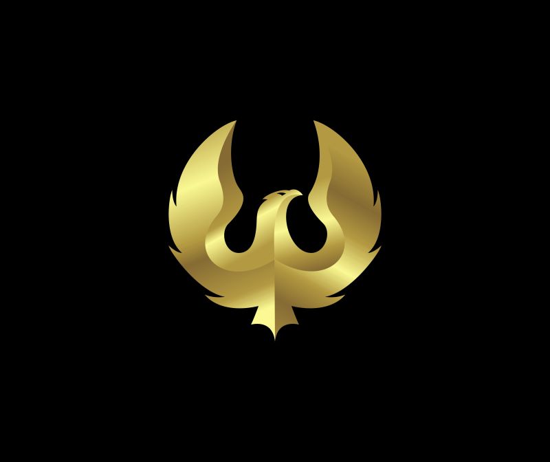 矢量黑色和金色鹰形状创意logo设计