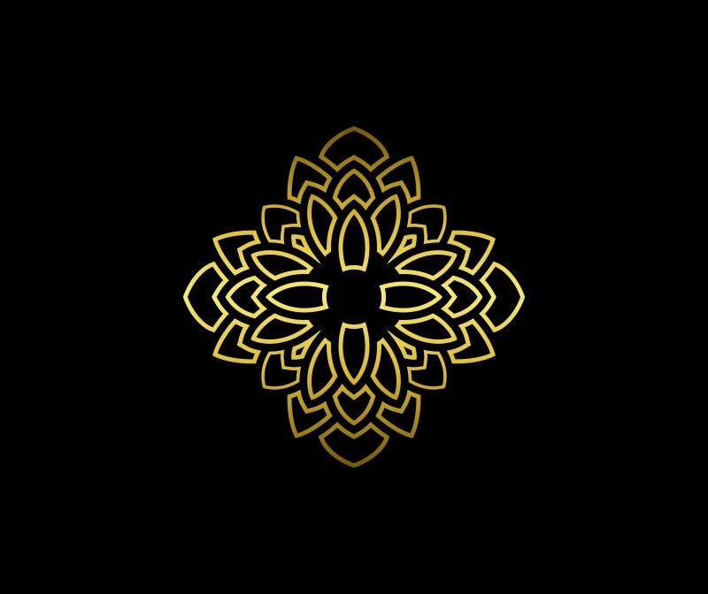 矢量金色豪华大花瓣标志设计