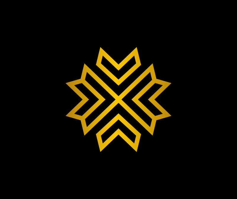 矢量黑色和金色黄金几何图形标志设计