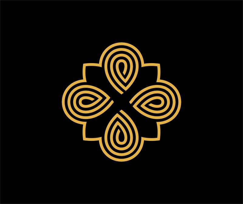 矢量金色豪华四边型水滴状标志