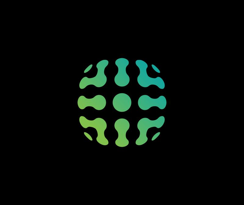 矢量绿色哑铃型状组成的科技标志设计