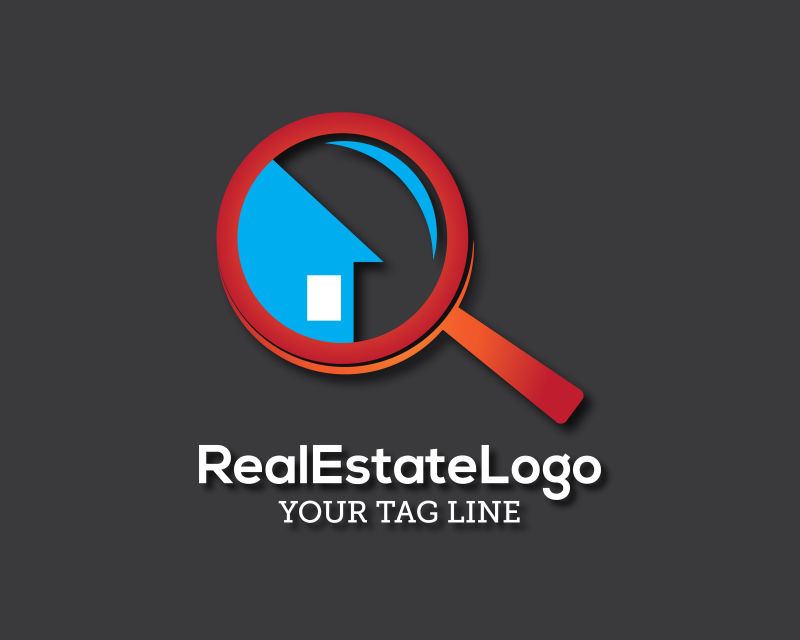 矢量放大镜查看房子设计图标