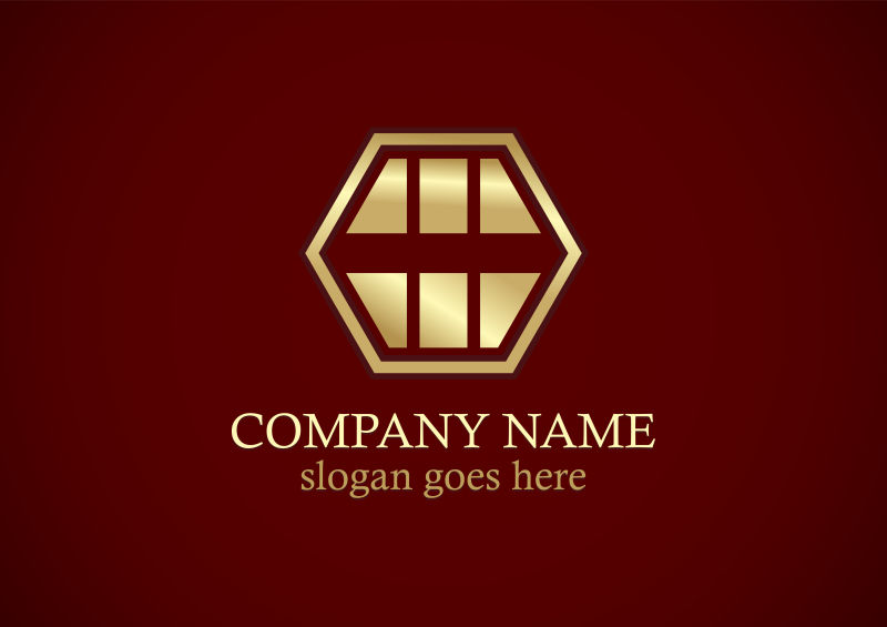 矢量金色六边形图案标志设计