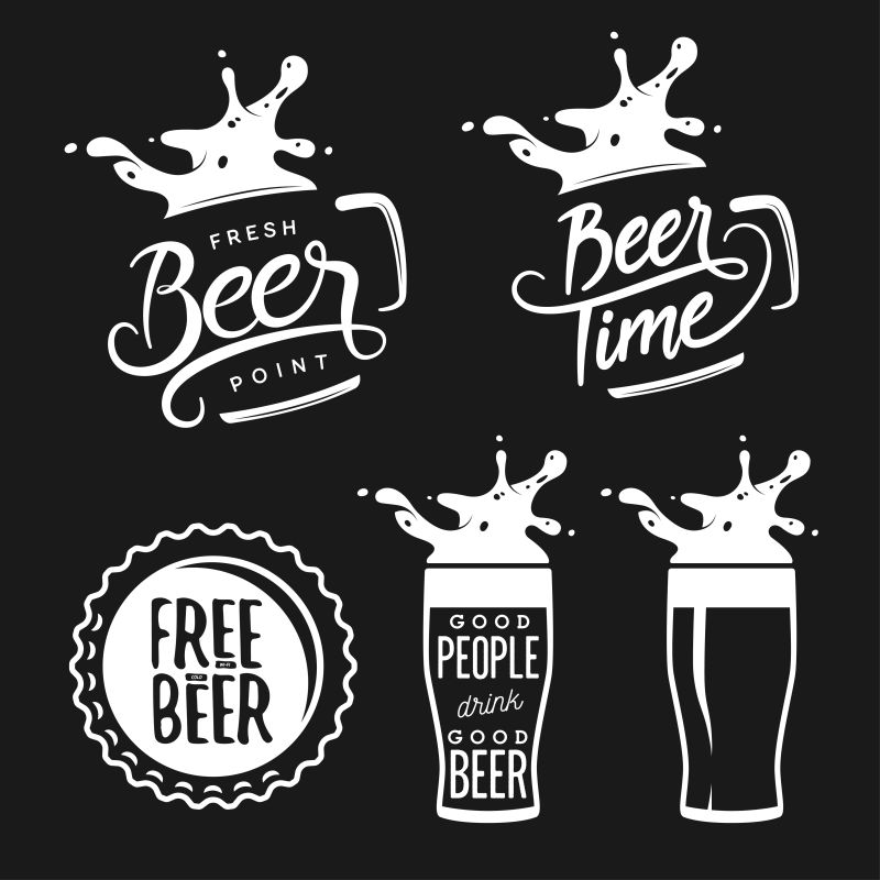 矢量啤酒图标标签徽章