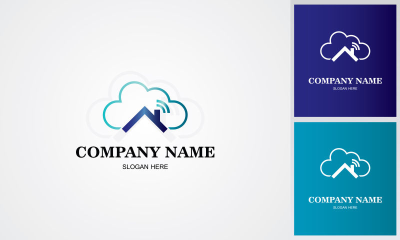 矢量云朵样式商标设计图