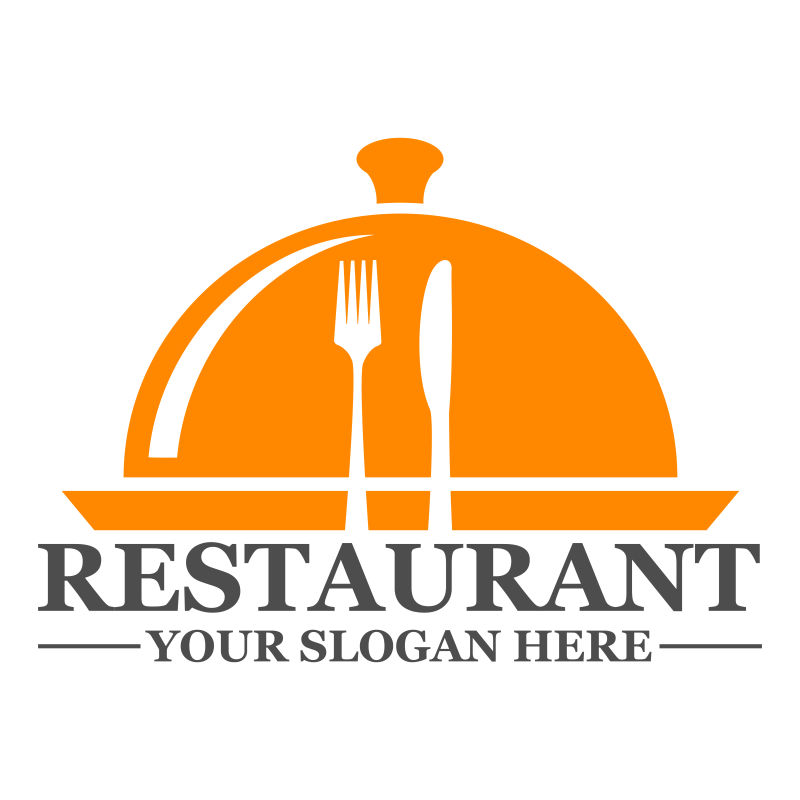 矢量橙色餐厅创意标志设计
