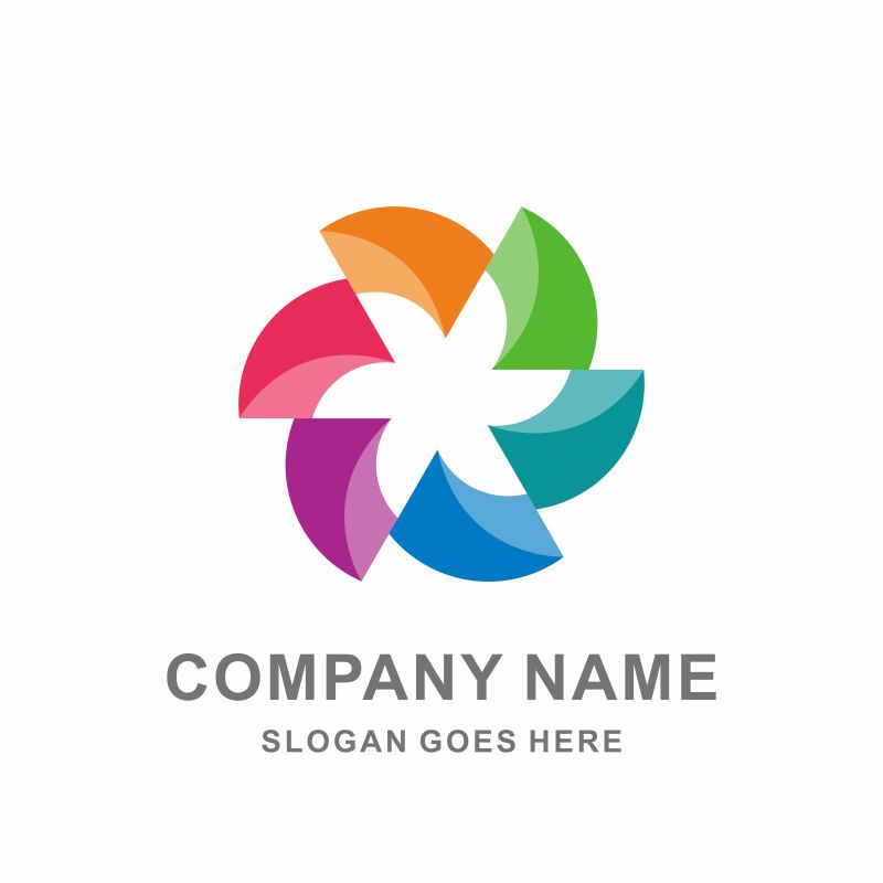 创意多彩风车标志矢量设计图