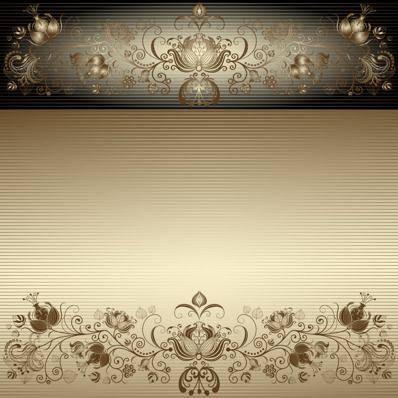 复古金色花纹装饰矢量设计