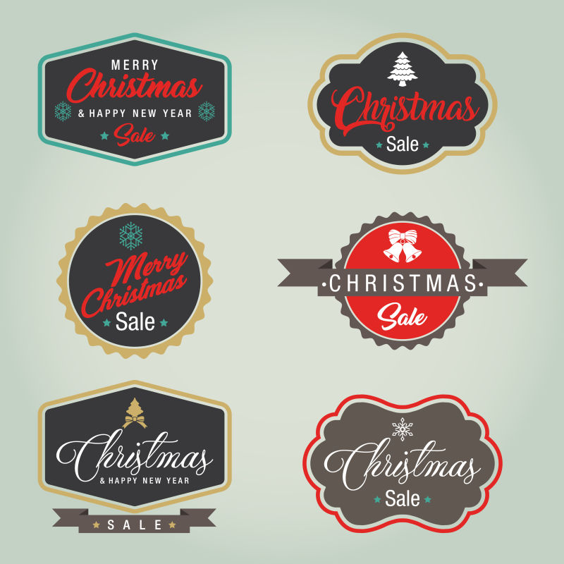 矢量圣诞节促销标签贴纸设计