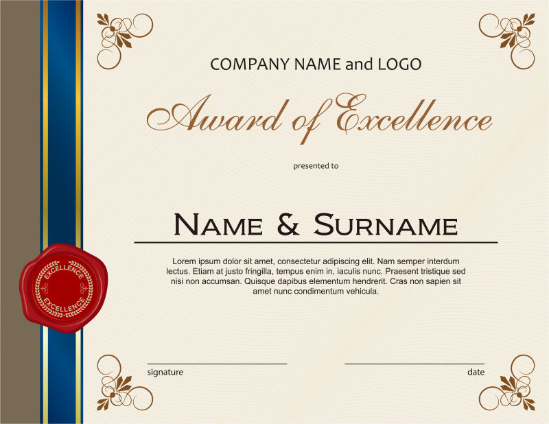 卓越的蜡封和丝带奖矢量