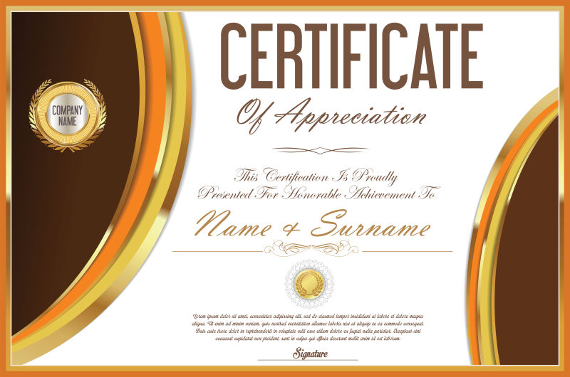 矢量复古荣誉证书设计样板图