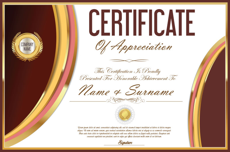 矢量荣誉证书设计样板图