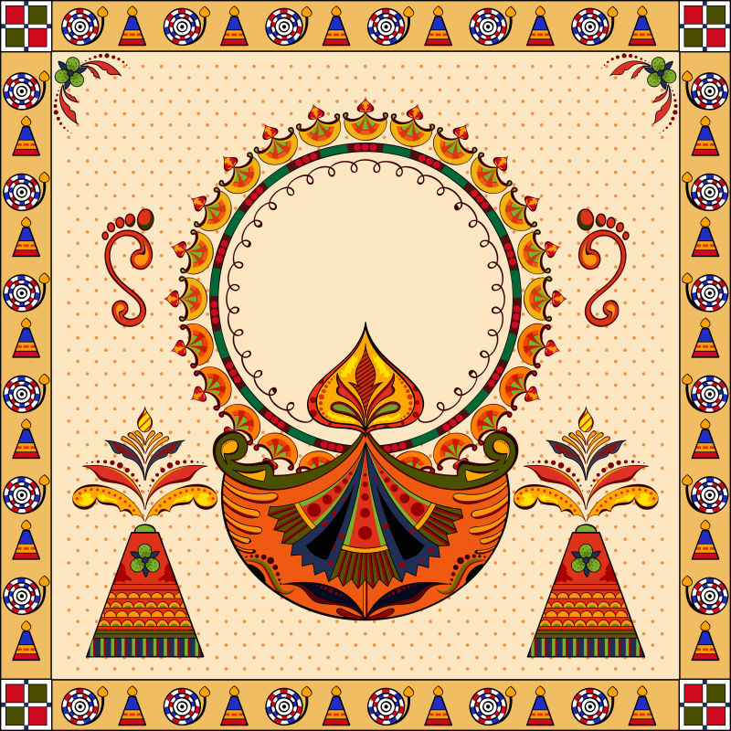 排灯节花卉背景矢量设计