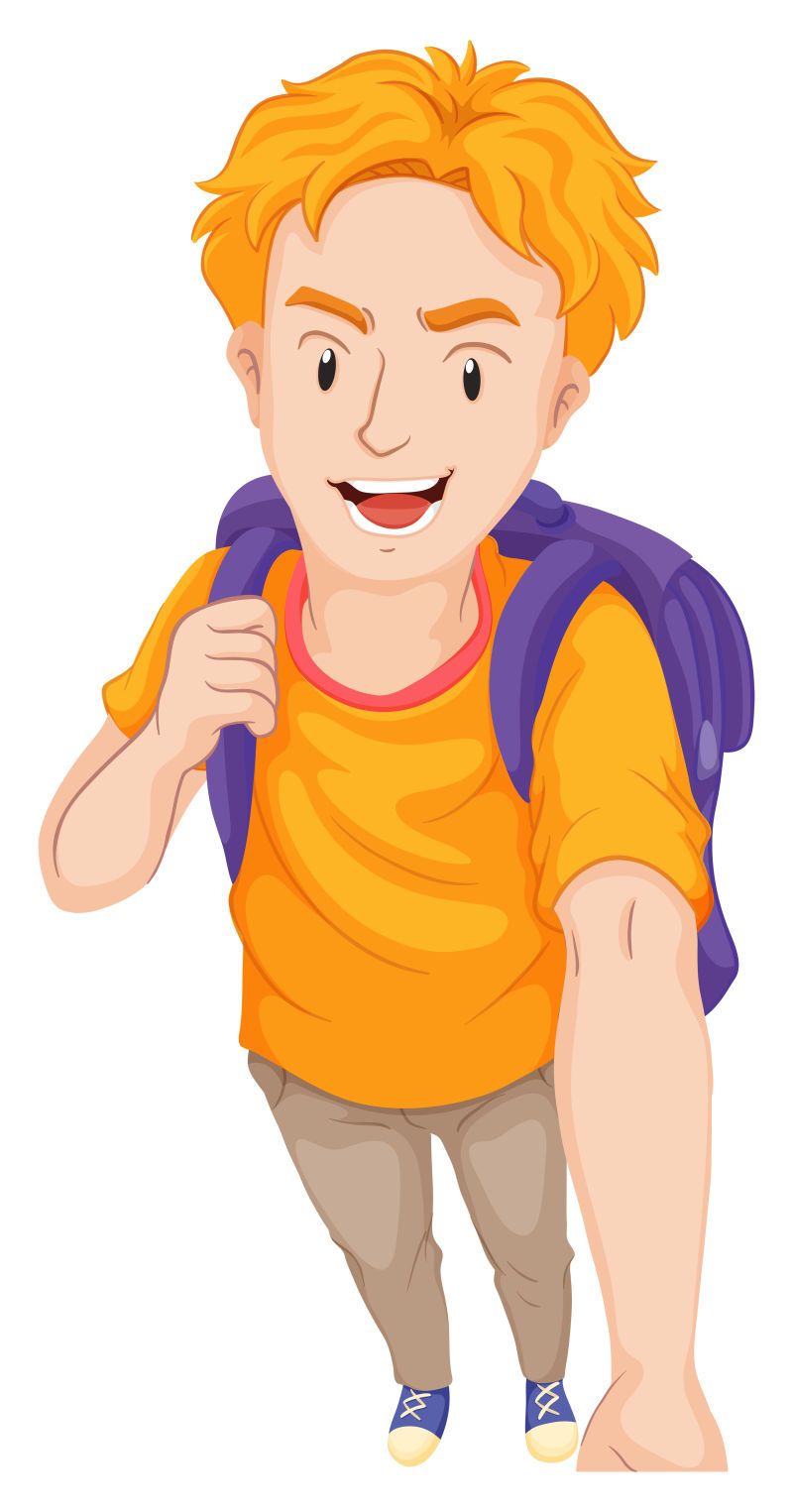 矢量穿着黄色衬衫微笑的男人在自拍