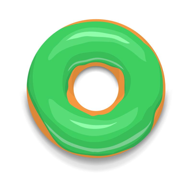 卡通风格的绿色釉面矢量甜甜圈图标