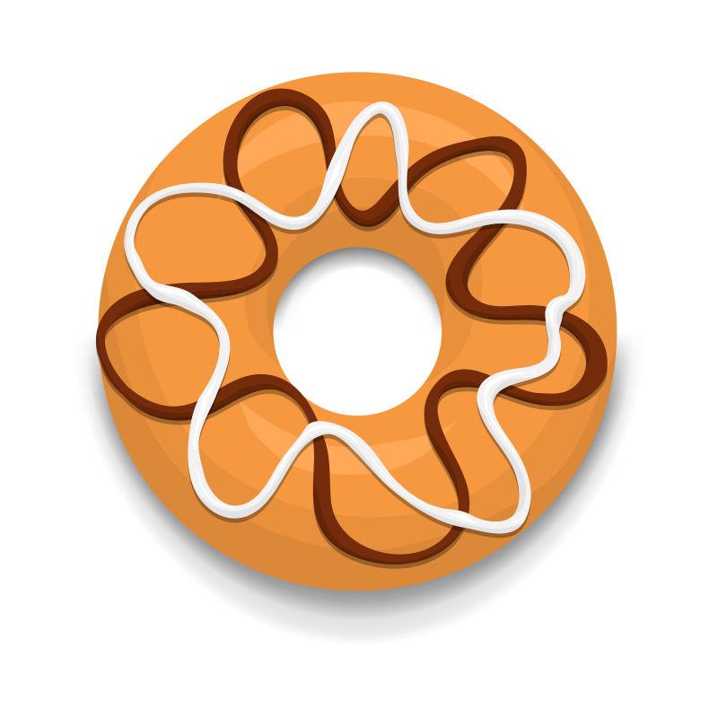 卡通风格的巧克力和白釉图标制作的矢量油炸圈饼