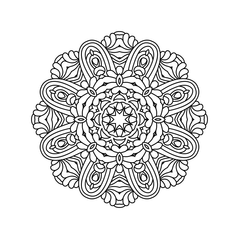 矢量抽象黑白花卉图案插图