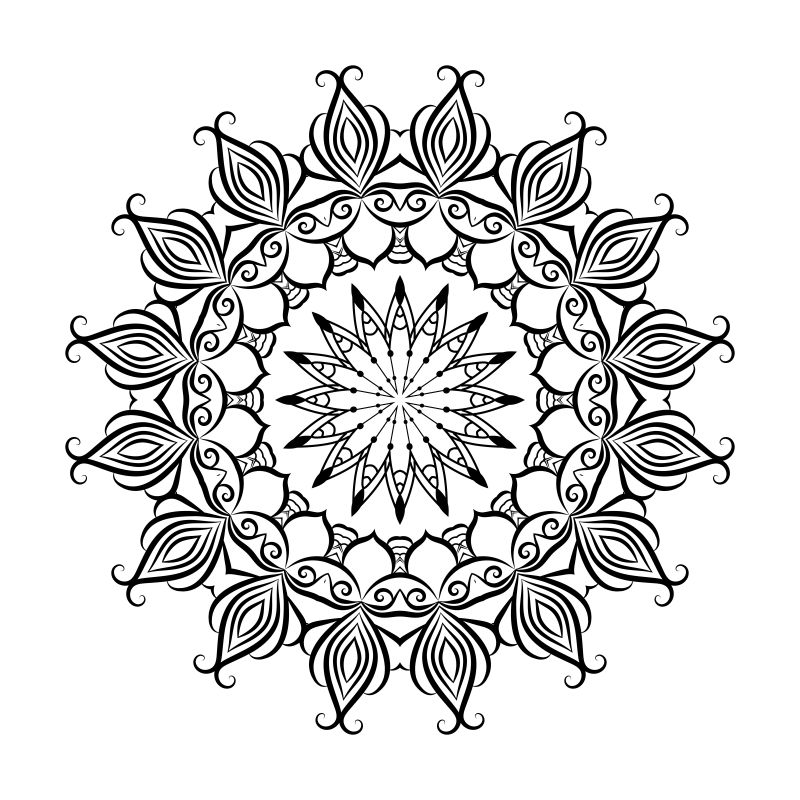 矢量手绘抽象花卉图案插图