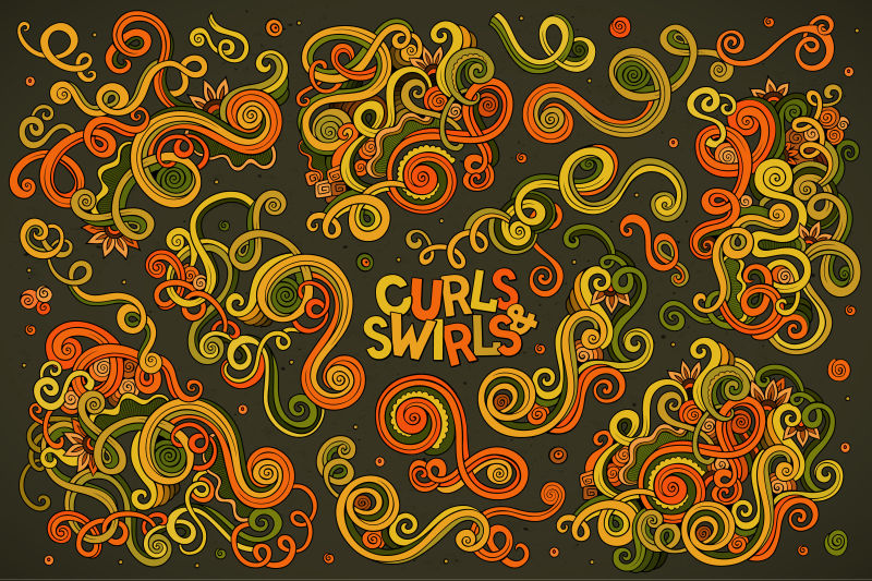 彩色卡通手绘涂鸦矢量图