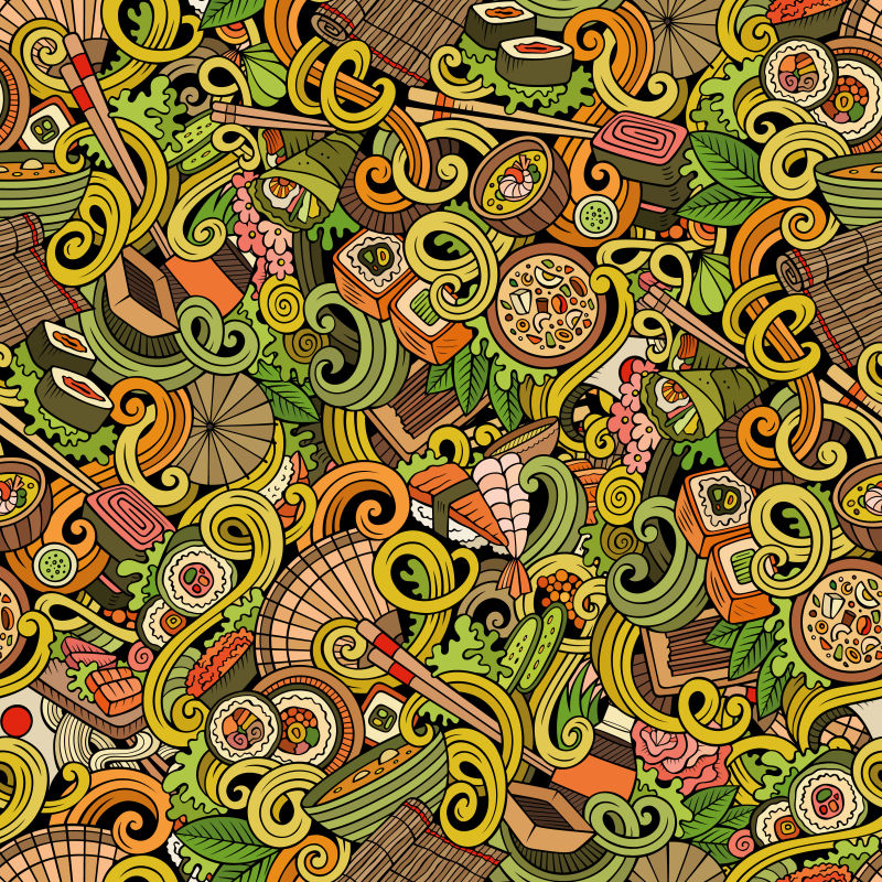 日本美食涂鸦矢量图